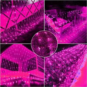 img 2 attached to Malgero Mesh Net Pink Christmas Outdoor Lights Solar Powered 8 Modes 9