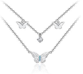 img 4 attached to Jemplestic S925 Sterling Silver Layered Necklace with Dainty Star, Moon and Butterfly CZ Diamond Pendant - Perfect Birthday Gifts for Women and Girls