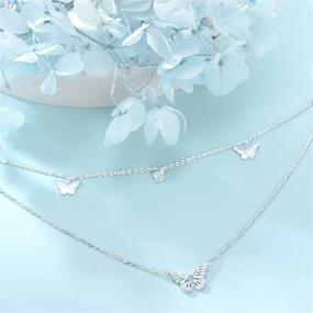 img 3 attached to Jemplestic S925 Sterling Silver Layered Necklace with Dainty Star, Moon and Butterfly CZ Diamond Pendant - Perfect Birthday Gifts for Women and Girls