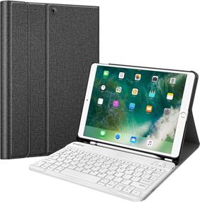 img 4 attached to 📱 Fintie Keyboard Case for iPad Air 3rd Gen 10.5" 2019 / iPad Pro 10.5" 2017 - SlimShell Stand Protective Cover with Wireless Keyboard, Pencil Holder, and Detachable Bluetooth - Gray