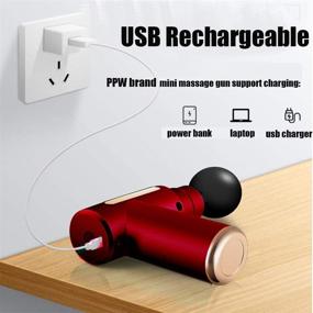 img 1 attached to 🔴 PPW Мини массажная пушка: глубокий тканевый массаж, USB-зарядка, 4 насадки для массажа, портативный домашний ручной электрический массажер для расслабления мышц тела - 6 режимов (КРАСНЫЙ)