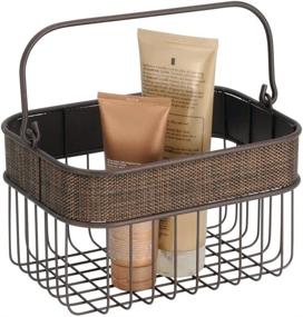 img 4 attached to mDesign Small Bronze Metal Woven Storage Basket Bin with Handle - Ideal for Organizing Hand Soaps, Body Wash, Shampoos, Lotion, Conditioners, Hand Towels, Hair Accessories, Body Spray, Mouthwash