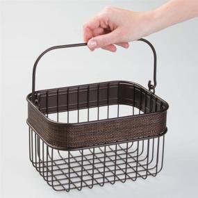 img 2 attached to mDesign Small Bronze Metal Woven Storage Basket Bin with Handle - Ideal for Organizing Hand Soaps, Body Wash, Shampoos, Lotion, Conditioners, Hand Towels, Hair Accessories, Body Spray, Mouthwash