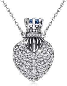 img 4 attached to Sterling Silver Heart Locket Necklace with 💎 Cubic Zirconia: Elegant Jewelry for Girls and Women