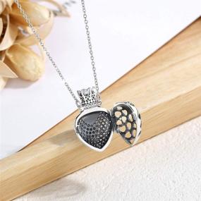 img 1 attached to Sterling Silver Heart Locket Necklace with 💎 Cubic Zirconia: Elegant Jewelry for Girls and Women