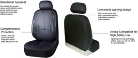 img 1 attached to 🚗 YIRU Car Seat Covers Full Set - Premium Leather Auto Front Rear Headrest Protectors - Fits Most Cars, Trucks, Vans, SUVs - Black Luxurious Design