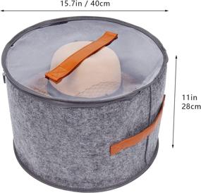 img 3 attached to 🧢 Fashionable Travel Hat Storage Box: Foldable Round Box with Lid for Men & Women, Decorative Closet Organizer, Ideal for Various Hat Types, 15.7x11 Inch, Gray