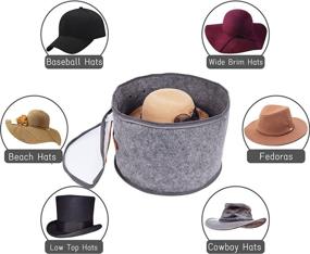 img 1 attached to 🧢 Fashionable Travel Hat Storage Box: Foldable Round Box with Lid for Men & Women, Decorative Closet Organizer, Ideal for Various Hat Types, 15.7x11 Inch, Gray