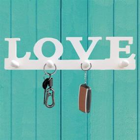 img 1 attached to 🤍 Love White Wall Key Holder: Stylish Towel Rack and Home Decor with 4 Hooks