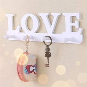 img 3 attached to 🤍 Love White Wall Key Holder: Stylish Towel Rack and Home Decor with 4 Hooks