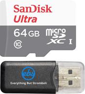 💾 совместимая карта памяти sandisk microsdxc ultra microsd tf flash объемом 64 гб класса 10 для телефона motorola droid turbo 2 с бонусным считывателем карт памяти everything but stromboli. логотип