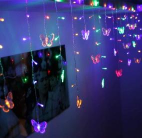 img 1 attached to 🦋 BJYHIYH Curtain Fairy Lights: 4.9ft x 1.6ft LED Butterfly Twinkle Lights for Bedroom, Weddings, Christmas Tree Decoration - Colored