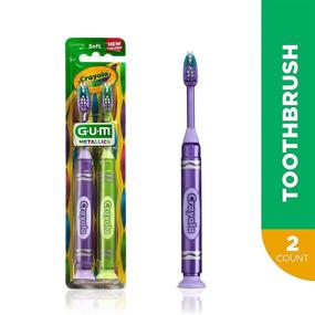 img 3 attached to 🦷 GUM - 227KKB Crayola Kids' Metallic Marker Toothbrush, Soft, Ages 5+, Assorted Colors, Pack of 2