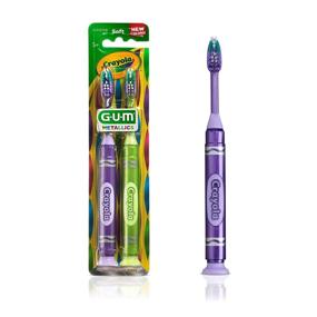 img 4 attached to 🦷"GUM - 227KKB Карандаш зубная щетка Crayola для детей с металлическими маркерами, мягкая, для возраста 5+, разные цвета, набор из 2 штук