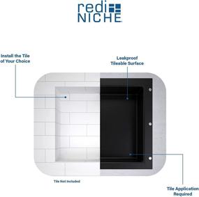 img 2 attached to 🚿 Redi Niche Single Recessed Shower Shelf - Black, 16x14x4 Inch, One Inner Shelf: Organize in Style!