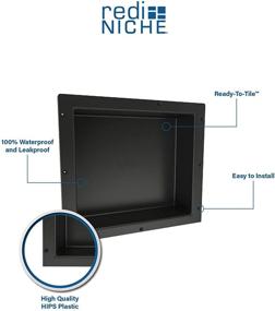img 3 attached to 🚿 Redi Niche Single Recessed Shower Shelf - Black, 16x14x4 Inch, One Inner Shelf: Organize in Style!