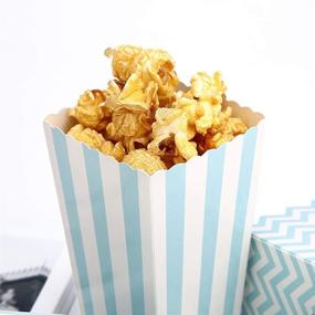 img 3 attached to 🍿 Set of 30 Blue Trio Polka Dot, Chevron, and Striped Popcorn Boxes - Ideal for Movie Theater Night, Festivals, and Wedding Favors