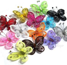 img 3 attached to 🦋 Vibrant 2" Nylon Glitter Butterfly Table Scatter - Pack of 24, Ideal for Wedding, Party, Scrapbooking, Crafts & Card Decoration