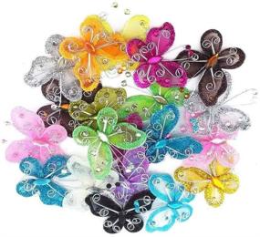 img 4 attached to 🦋 Vibrant 2" Nylon Glitter Butterfly Table Scatter - Pack of 24, Ideal for Wedding, Party, Scrapbooking, Crafts & Card Decoration