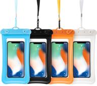 📱 frienda 4 piece floatable waterproof phone pouch: keep your smartphone safe in water with this universal cellphone dry bag case (lake blue, white, black, orange) logo