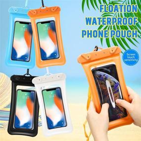 img 1 attached to 📱 Frienda 4 Piece Floatable Waterproof Phone Pouch: Keep Your Smartphone Safe in Water with this Universal Cellphone Dry Bag Case (Lake Blue, White, Black, Orange)