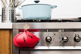 img 2 attached to 🔥 SWISH ABODE Red Mini Silicone Oven Mitts Set (2) - Enhancing Instant Pot & Kitchen Use as Potholders or Baking Holders. Sold as a Pair, These Mini Oven Mitts Also Serve as Convenient Mitten Holders When Cooking in a Hurry!