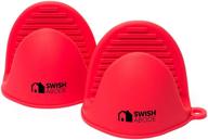 🔥 swish abode red mini silicone oven mitts set (2) - enhancing instant pot & kitchen use as potholders or baking holders. sold as a pair, these mini oven mitts also serve as convenient mitten holders when cooking in a hurry! logo