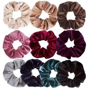 img 3 attached to 🎀 Jaciya 10-Pack Velvet Hair Scrunchies: Soft and Elegant Elastic Hair Bands in 10 Colors