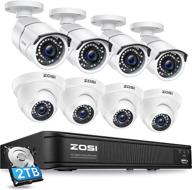 📷 zosi 5mp lite h.265+ home security camera system with 8 channel cctv dvr recorder, 2tb hard drive, and 8 x 1080p(2.0mp) surveillance bullet dome cameras – outdoor/indoor, remote access, motion detection logo