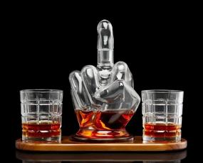 img 2 attached to 🖕 Diamond Middle Finger Whiskey Decanter Set - Quirky & Unique Glass Container for Scotch, Tequila, Brandy, Rum, Bourbon & More - Gift Accessories Ideal for Men, Fathers, Boyfriends