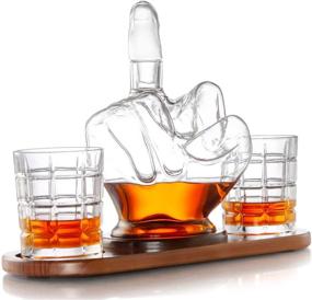 img 1 attached to 🖕 Diamond Middle Finger Whiskey Decanter Set - Quirky & Unique Glass Container for Scotch, Tequila, Brandy, Rum, Bourbon & More - Gift Accessories Ideal for Men, Fathers, Boyfriends