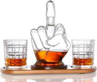 🖕 diamond middle finger whiskey decanter set - quirky & unique glass container for scotch, tequila, brandy, rum, bourbon & more - gift accessories ideal for men, fathers, boyfriends logo