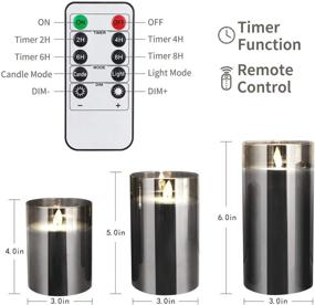 img 3 attached to 🕯️ Waterproof Flameless Candles: Set of 3 Flickering LED Candles with Remote and Timers (Grey)