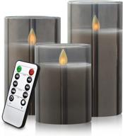 🕯️ waterproof flameless candles: set of 3 flickering led candles with remote and timers (grey) логотип