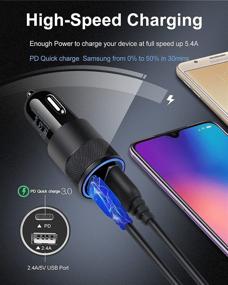 img 3 attached to 🚗 High-Speed USB C Car Charger Block for Samsung Galaxy S21+ Ultra 5G, Google Pixel, Motorola, Oneplus | 20W USB C Wall Charger + 30W USB Lighter Adapter + 2 x 60W Retractable USB-C Cables (3Ft Cords)