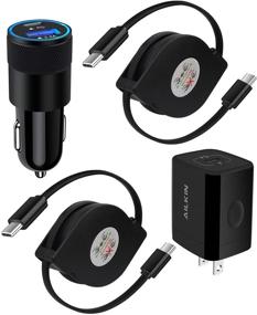 img 4 attached to 🚗 High-Speed USB C Car Charger Block for Samsung Galaxy S21+ Ultra 5G, Google Pixel, Motorola, Oneplus | 20W USB C Wall Charger + 30W USB Lighter Adapter + 2 x 60W Retractable USB-C Cables (3Ft Cords)