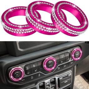 img 4 attached to Air Conditioner Switch Knob Cover For 2018-2021 Jeep Wrangler JL JLU Gladiator JT Bling Crystal Rhinestone Button Cover Decoration Twist Ring Trim Interior Accessories Aluminum Alloy (Rose Pink 3PCS)