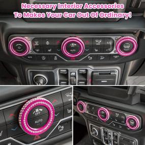 img 1 attached to Air Conditioner Switch Knob Cover For 2018-2021 Jeep Wrangler JL JLU Gladiator JT Bling Crystal Rhinestone Button Cover Decoration Twist Ring Trim Interior Accessories Aluminum Alloy (Rose Pink 3PCS)