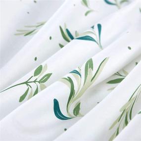 img 1 attached to 🌿 Wake In Cloud - Tree Leaves Comforter Set: Green Botanical Plant Leaves Dots Pattern Printed on White - 100% Cotton Fabric with Soft Microfiber Fill Bedding (3pcs, Twin Size)