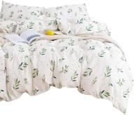 🌿 wake in cloud - tree leaves comforter set: green botanical plant leaves dots pattern printed on white - 100% cotton fabric with soft microfiber fill bedding (3pcs, twin size) logo