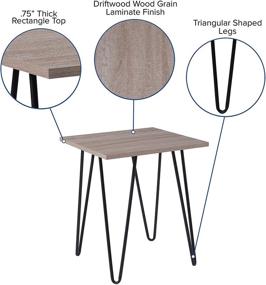 img 2 attached to 🌳 Chic Oak Park Collection Driftwood End Table: Stylish Wood Grain Finish with Sleek Black Metal Legs
