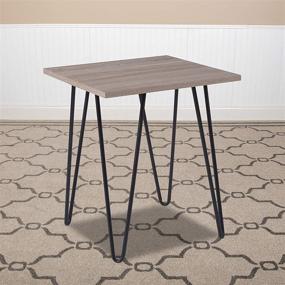img 4 attached to 🌳 Chic Oak Park Collection Driftwood End Table: Stylish Wood Grain Finish with Sleek Black Metal Legs
