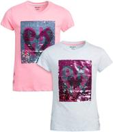 👚 dkny girls' sequin t-shirt: stylish clothing for girls with short sleeves logo