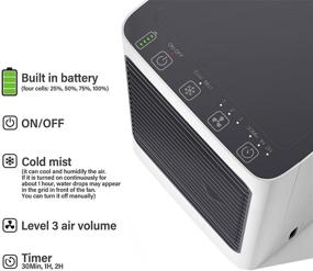 img 1 attached to 🌬️ Rechargeable Portable Air Conditioner Fan with Built-in 3000mAh Battery & Timer for Fast Cooling - Quiet, 3 Speeds, with Air Filter - Ideal for Home, Office, and Room Use