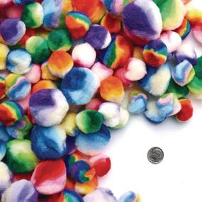 img 1 attached to 🌈 Multicolor Rainbow Striped Pom-Poms for Kids' Arts and Crafts - 180 Piece Pack