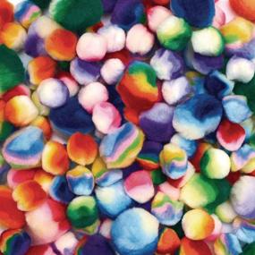 img 4 attached to 🌈 Multicolor Rainbow Striped Pom-Poms for Kids' Arts and Crafts - 180 Piece Pack