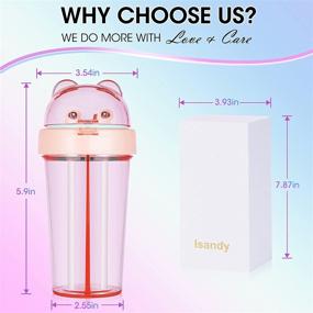 img 3 attached to 🌸 Isandy Cute Water Cup with Straw for Kids - Clear Leak Proof Travel Mug for Outdoor Activities - 14Oz Pink