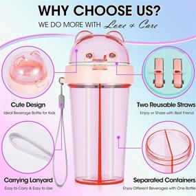 img 2 attached to 🌸 Isandy Cute Water Cup with Straw for Kids - Clear Leak Proof Travel Mug for Outdoor Activities - 14Oz Pink