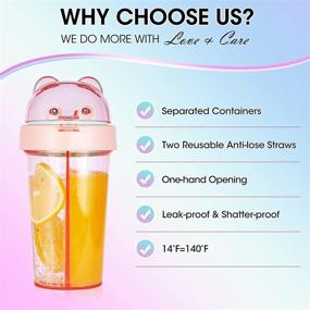 img 1 attached to 🌸 Isandy Cute Water Cup with Straw for Kids - Clear Leak Proof Travel Mug for Outdoor Activities - 14Oz Pink