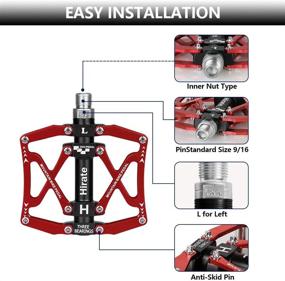 img 3 attached to 🚲 Hirate Mountain Bike Pedal, Antiskid Aluminum Alloy Pedals with 3 Sealed Bearings for Road MTB BMX Cycling, 9/16-inch